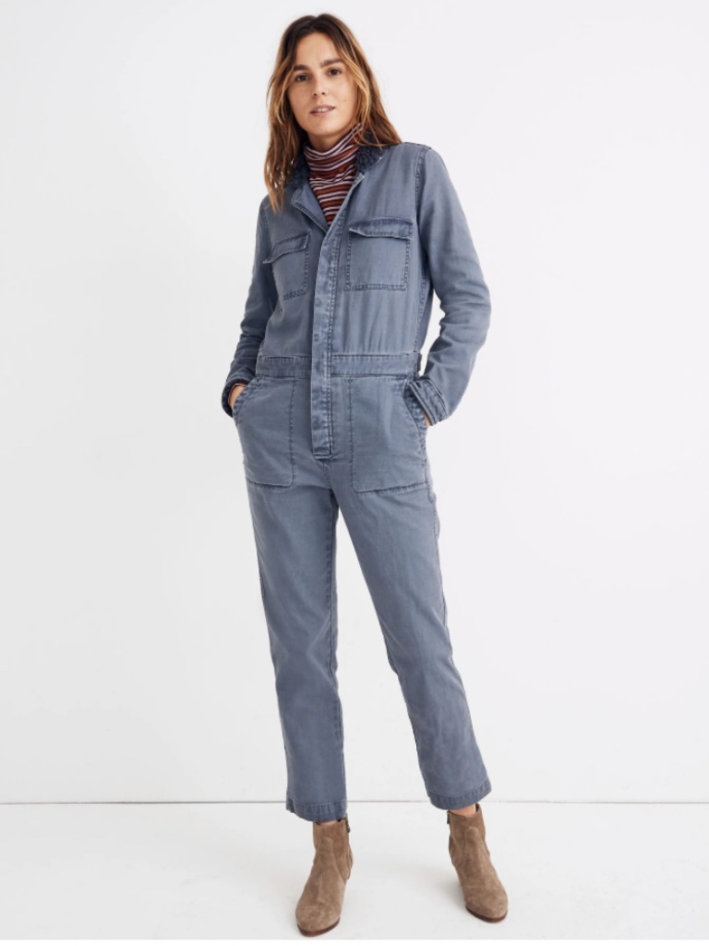 Madewell Sherpa Coverall Jumpsuit in Sunfaded Indigo Size Small
